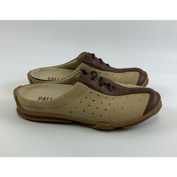 Palladium Slip On Mule Nubuck Leather Tan Brown Perforated Round Womens 41 US 10 - Picture 2 of 12